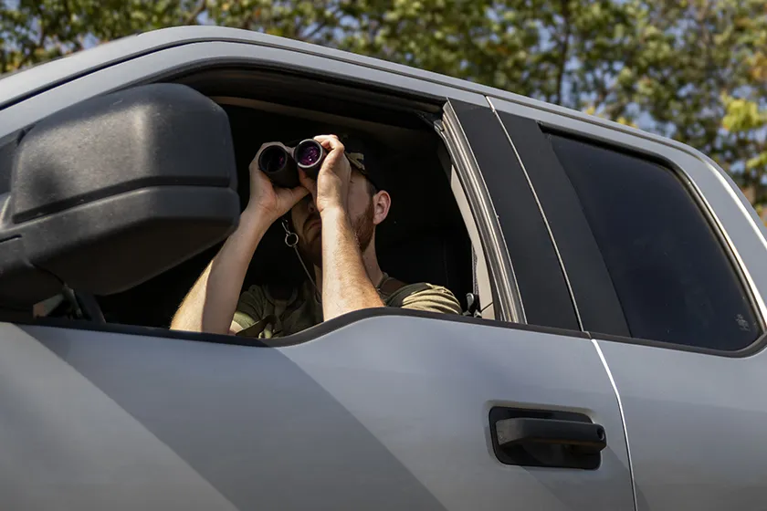 glassing for waterfowl from a truck